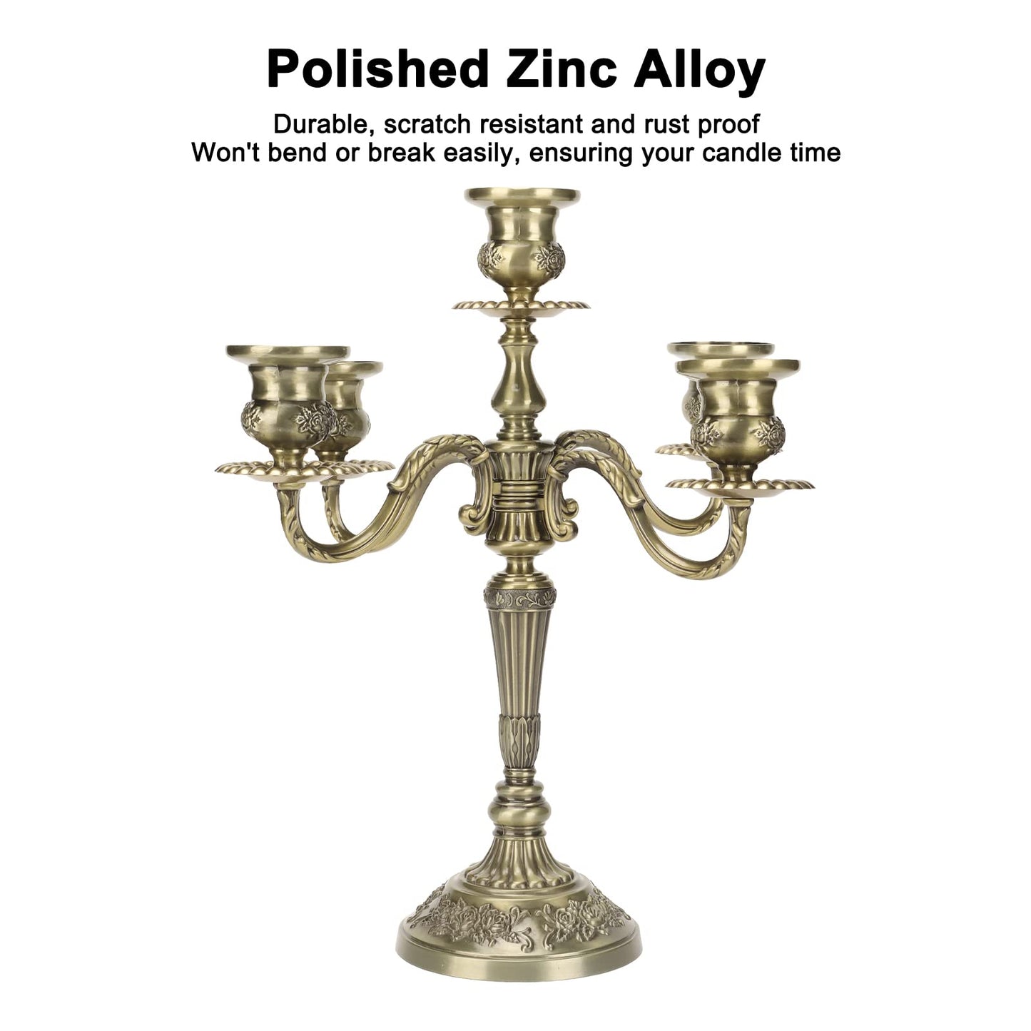 5 Arms Candelabra Scratch Resistant Rustproof Vintage Tall Candelabra for Weddings Parties