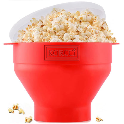 The Original Korcci Microwaveable Silicone Popcorn Popper, Microwave Popcorn Popper, Collapsible Microwave Popcorn Maker Bowl, No Oil Required, Use In Microwave, Dishwasher Safe (Blue)