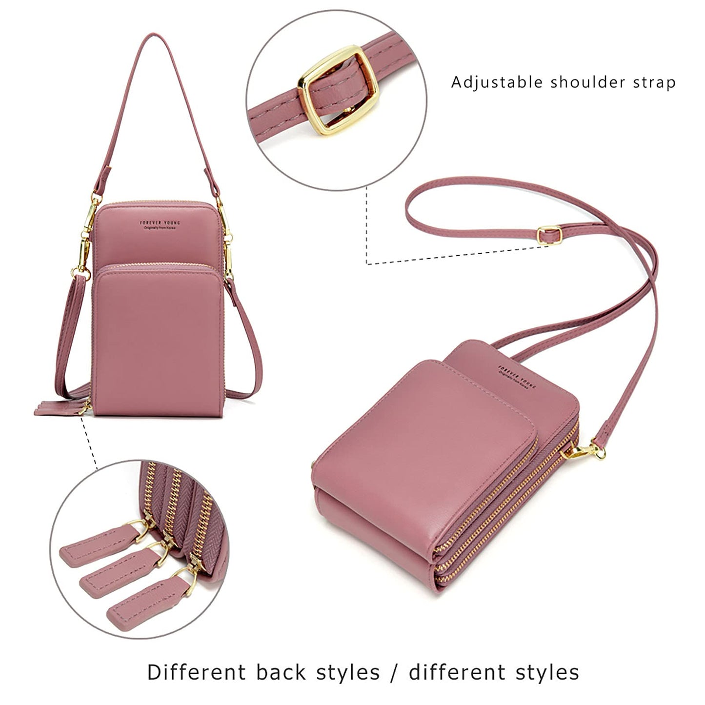 Kingto Cellphone Purse Small Crossbody Bag Waterproof Smartphone Wallet Phone Holder for Women