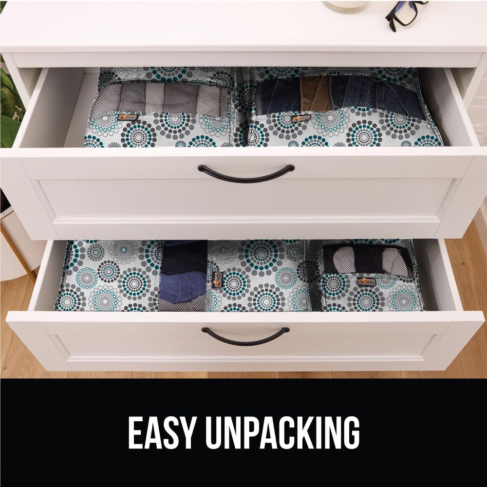 GORILLA GRIP 6 Set Packing Cubes, Travel Essentials for Suitcase, Mesh Organizer Bags for Clothes Toiletries Shoes and Laundry, Luggage and Carry On Airplane Accessories, Traveling Must Haves Spiral