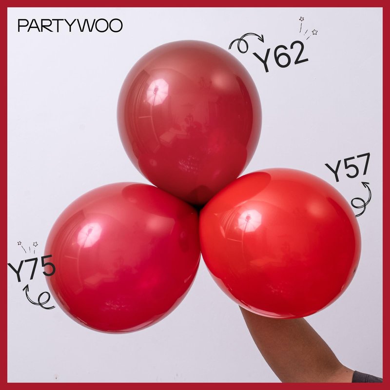 PartyWoo Burgundy Balloons 101pcs 12 Inch Dark Chestnut Red Maroon Helium Balloons for Graduation Wedding Thanksgiving Birthday Bachelorette Citizenship Strawberry Theme Party Decorations Red-Y62