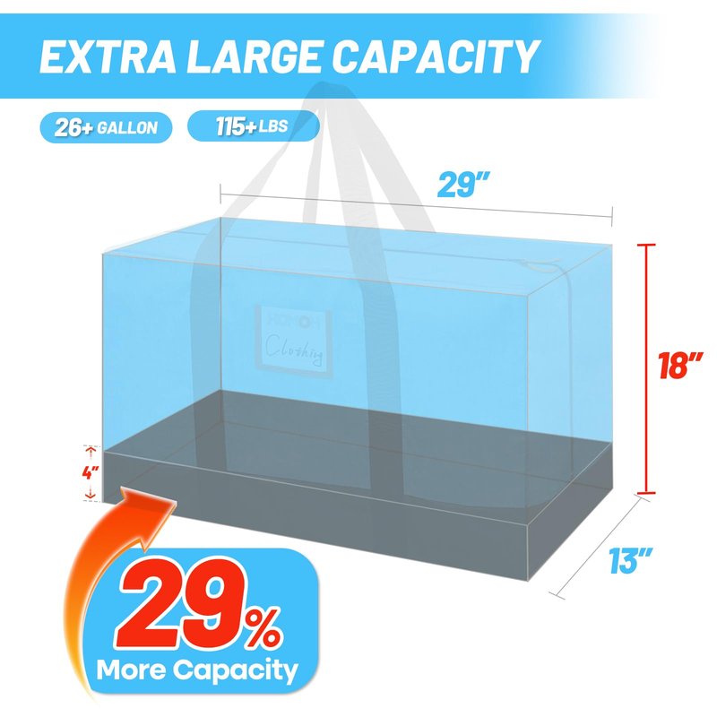 6 Pack Large Moving Bags, 115lb Capacity Heavy Duty Packing Bags with Internal Compression Straps, Storage Bag with Zippers and Strong Handles, Alternative to Moving Boxes -103L,Clear and Black