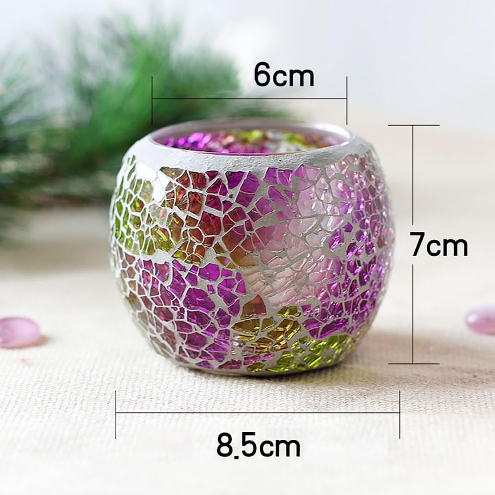 Mosaic Glass Votive Candle Holder, Handmade Tea Light Holder Romantic Candlestick for Vase Pen Holder Romantic Valentine Centerpiece Candle Holder Wedding Party Table Decorations (Blue)