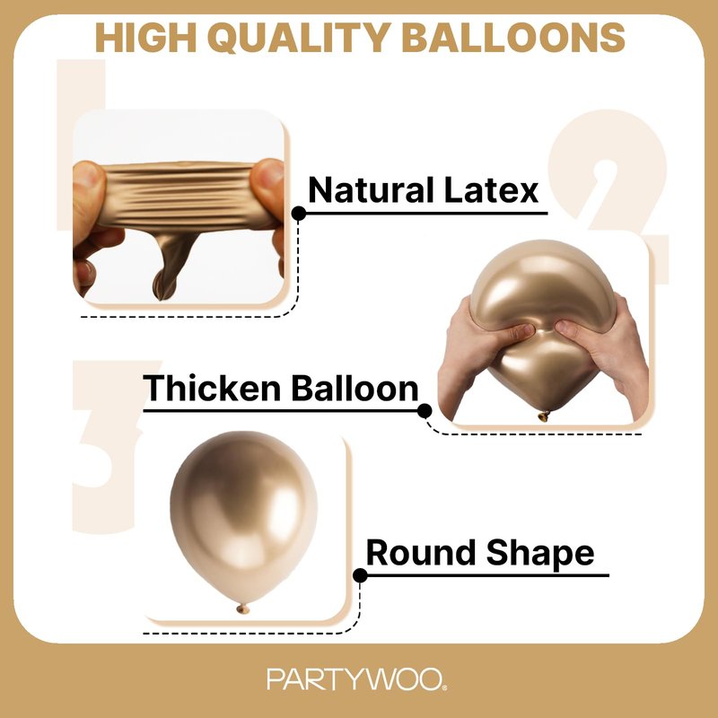 PartyWoo Metallic Gold Balloons 140pcs Different Sizes of 18 12 10 5 Inch Chrome Gold Balloon Arch Kit Garland for Birthday Graduation Baby Shower Wedding Bachelorette Party Decorations Gold-G127