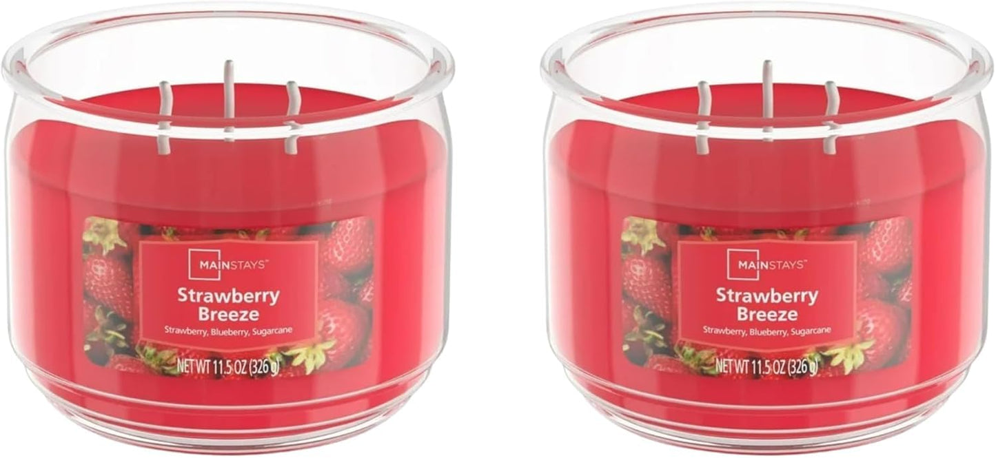 Strawberry Breeze Scented Glass Jar Candles, 11.5 oz, 2-Pack