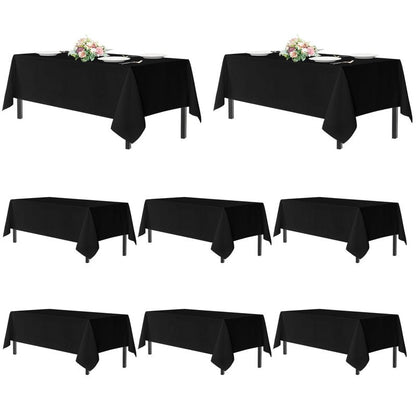 sancua Black Tablecloths for 8 Foot Rectangle Tables, 8 Pack - Washable Polyester Fabric Table Cloth for Wedding Party, Birthday, Banquet Reception, 60x120 Inch