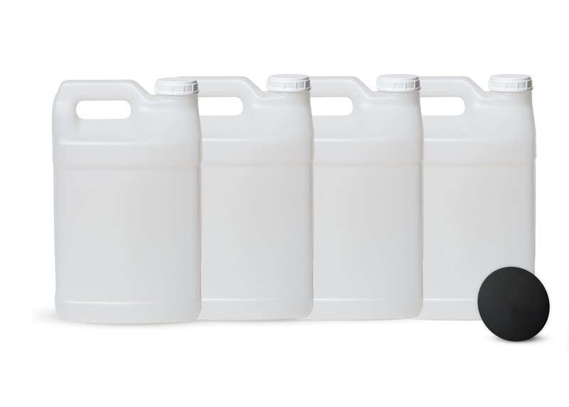 FastRack 2.5 Gallon Water Jug (Pack of 4) w/ 1 Black Rubber Cap Gripper | Reusable Plastic Jug with lid for Liquids | Heavy-Duty Water Container for Storage, Camping | BPA-Free Gallon Jugs with Lids