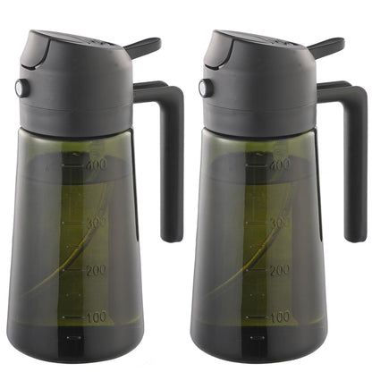 With Stickers 16oz Olive Oil Sprayer for Cooking - 2 in 1 Spray & Pour Olive Oil Dispenser - 470ml Glass Spray Oil Bottle - Kitchen Gadgets