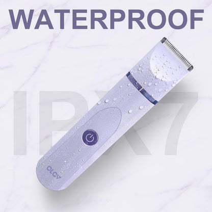 OLOV Electric Body Hair Trimmer - Groin Trimmer for Men - Bikini Trimmer Women - Wet/Dry Shaver Groomer, Replaceable Ceramic Blade Heads, USB Recharge Dock, Waterproof Hygiene Razor,Black