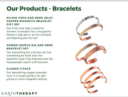 Earth Therapy Copper Flower Magnetic Cuff Bracelet for Men and Women - Adjustable - Ultra Strength