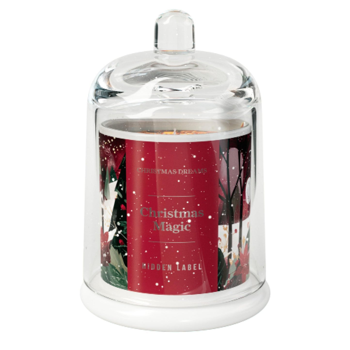 Christmas Magic Scented Candle, 10oz Natural Soy Wax Clear Bell Jar, Up to 60 Hours Long-Lasting, Clean Burn, Non Toxic Aromatherapy Candles for Home, Stocking Stuffer Holiday Gift