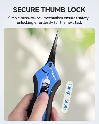 Fondwell 6.5" Pruning Shears Trimming Scissors: 2 Pack of Non-Stick Gardening Scissors - Reliable Garden Snips for Managing Small Plants