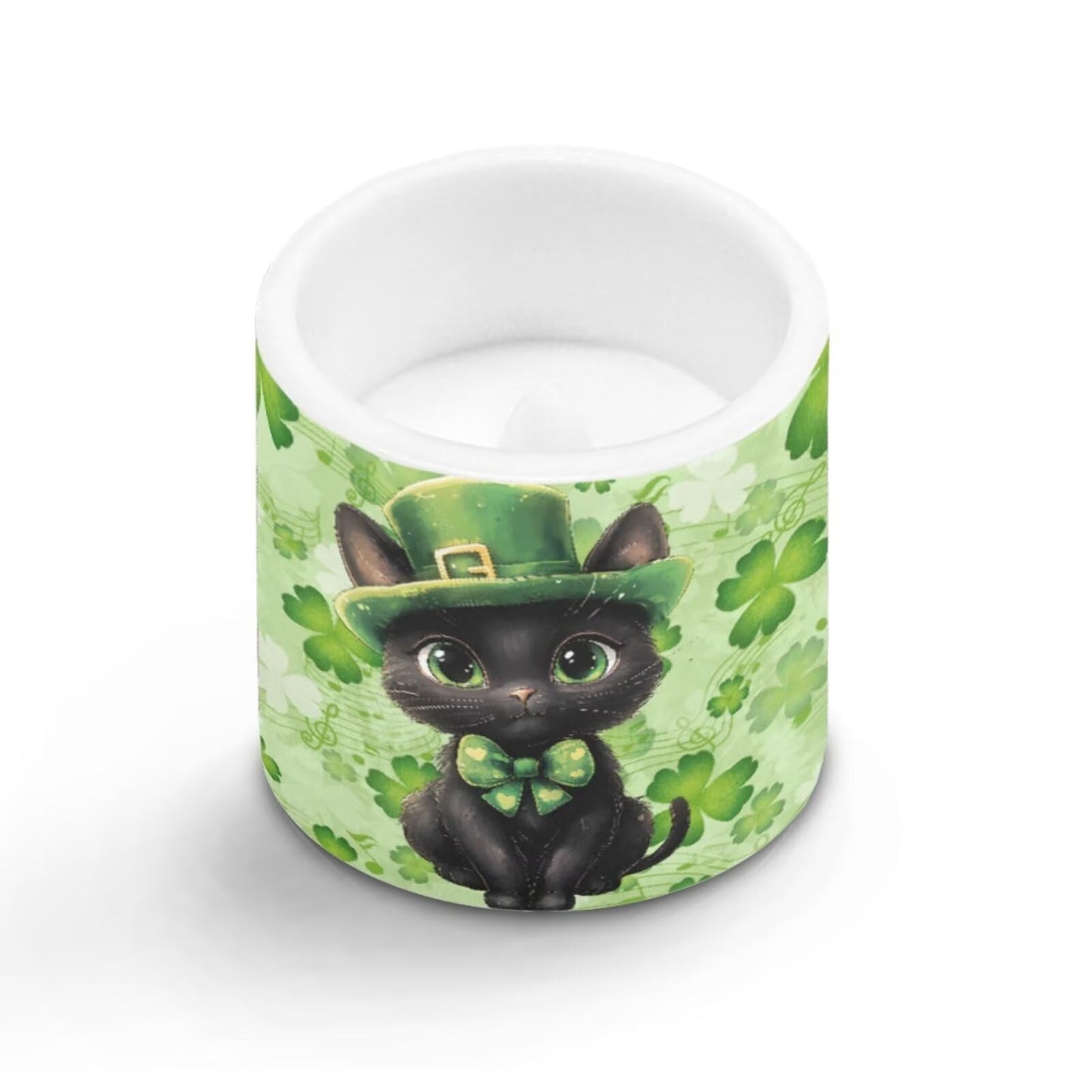 Merkmak 4Pcs St Patrick's Day Shamrocks Flameless Candles with Remote Battery Operated Candles with Timer, Cute Black Cat Pillar Tea Lights Bulk for Indoor Outdoor Home Decorations