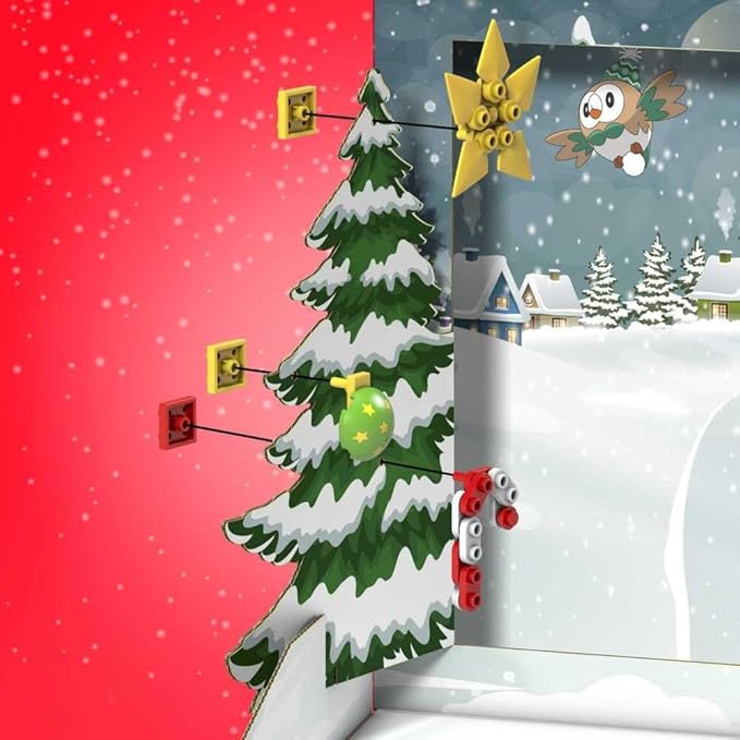 MEGA Pokémon Building Toys Set Holiday Calendar with 202 Pieces 2 Poseable Characters and Accessories for Kids