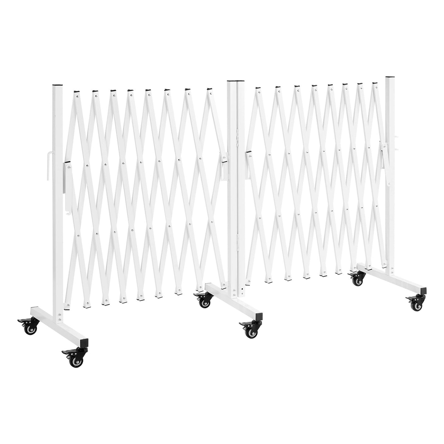 VEVOR Double Expandable Barricades, 18FT Expandable Safety Barrier, 0-180° Rotatable Mobile Barricade with Locking Casters, Portable Folding Security Gate Traffic Fence for Patio Garden Stairway