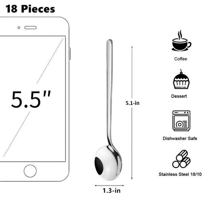 18 Pack Stainless Steel Espresso Spoons, findTop Mini Teaspoons Set for Coffee Sugar Dessert Cake Ice Cream Soup Antipasto Cappuccino, 5.1 Inch