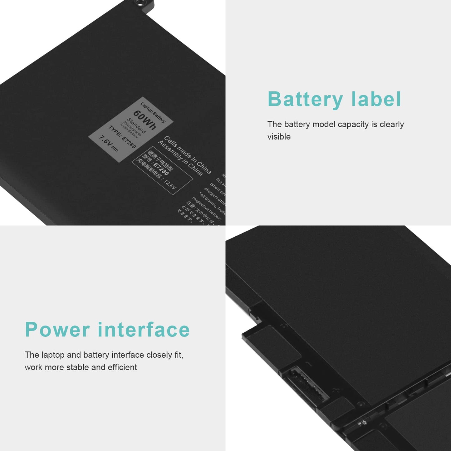 TREE.NB 60Wh F3YGT Replacement Laptop Battery for Dell Latitude 12 7000 7280 7290 13 7380 7390 P29S002 14 7480 7490 P73G002 E7480 E7280 E7290 DM3WC DM6WC 2X39G