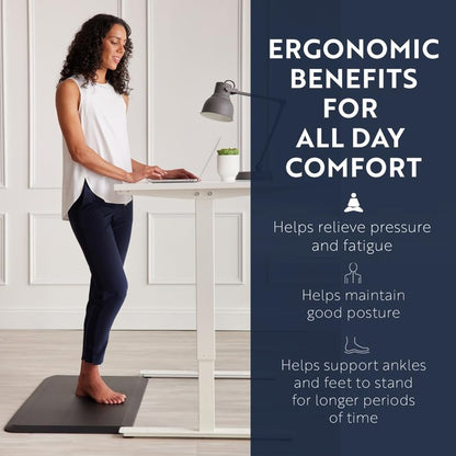 KANGAROO Anti Fatigue Mats for Kitchen Floor, 3/4 Inch Thick Cushioned Ergonomic Mat, Reduce Foot Pressure, Waterproof Comfort Rug for Under Sinks, Office Standing Desk, Store Floors, 20x32 Black