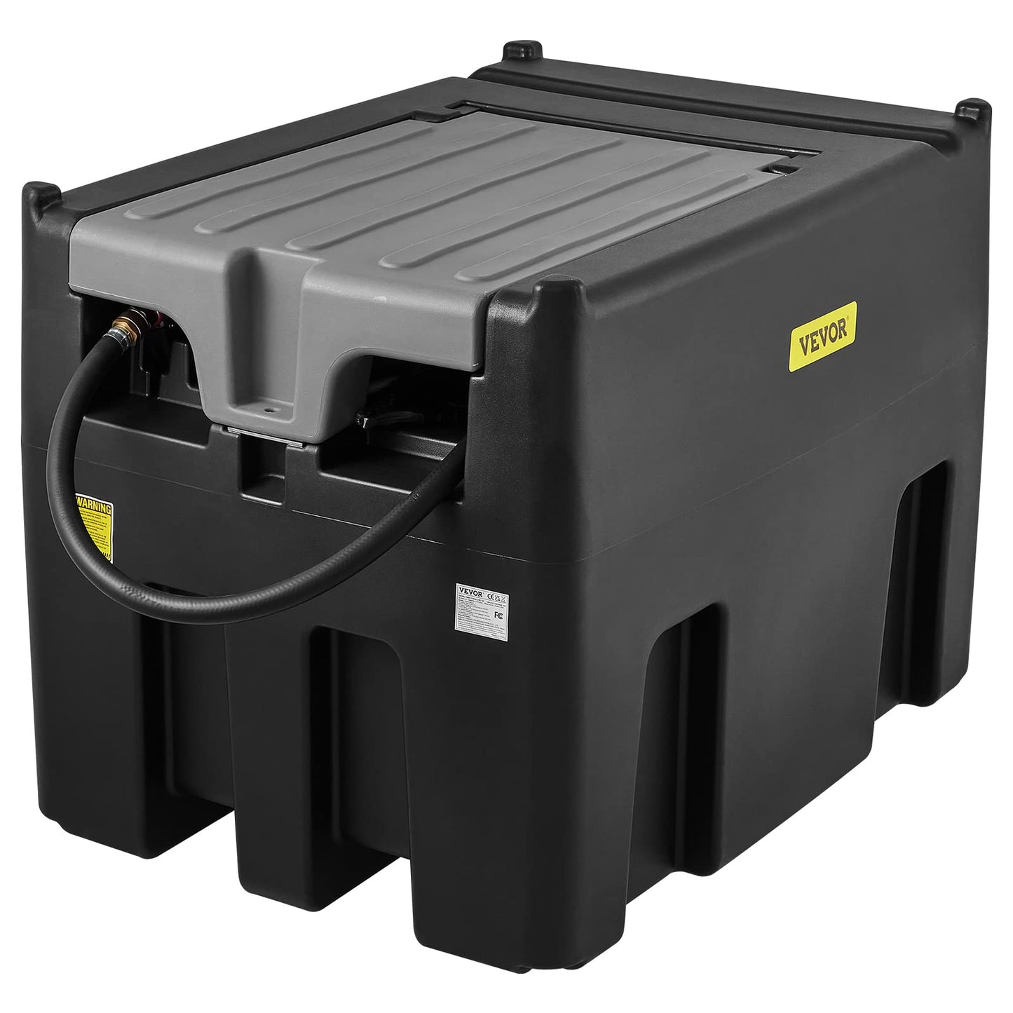 VEVOR Portable Diesel Tank, 116 Gallon Capacity & 10 GPM Flow Rate, Diesel Fuel with 12V Electric Transfer Pump and 13.1ft Rubber Hose, PE Transfer Tank for Easy Fuel Transportation, Black