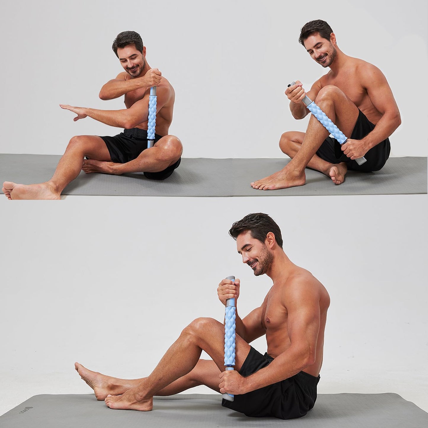 MZDXJ Muscle Roller, Made with EVA Material, Massage Roller Stick for Athletes, Help Reducing Muscle Soreness, Cramping, Tightness in Legs, Arms, Back and Calves - Ideal Muscle Massager (Soft Blue)