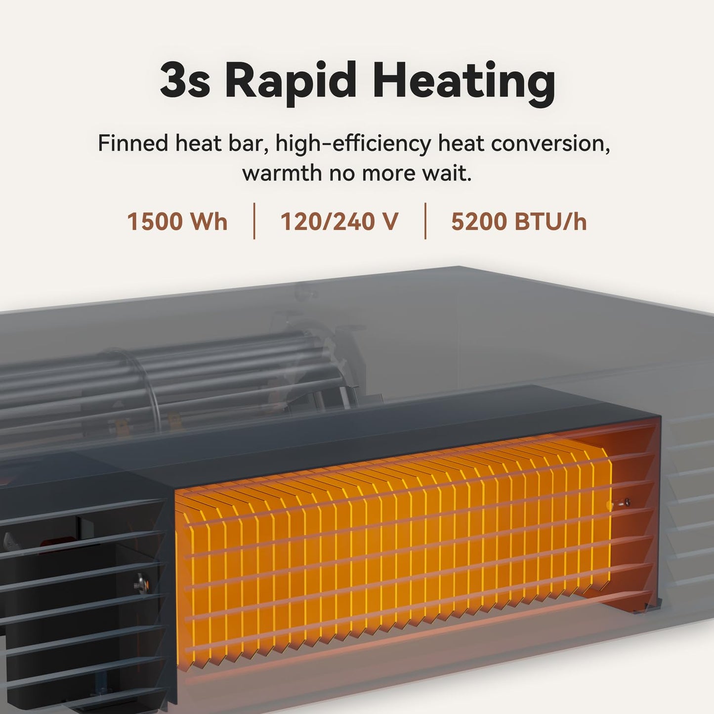 AIREPUSH Electric Kickspace Heater with Built-In Thermostat and Timer, 1500W Plinth Heater HTA15-ULTRA for Cabinet Kickspaces, Vanities and Stairways, White