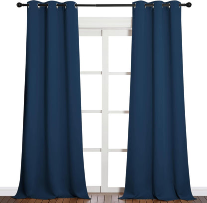 NICETOWN Blackout Curtains for Patio Glass Doors - Moroccan Blue, 42" Wide x 90" Long, Privacy Drapes