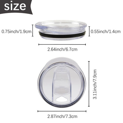 6 Pack 20 oz Skinny Tumbler Replacement Lids Plastic Splash Covers tops for 20 oz coffee cup lids Clear Cup Covers for 2.64 Inch Mouth Tumbler Cooler