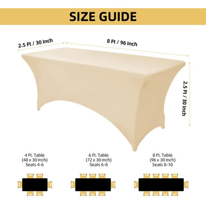 ZarzaaSik 2-Pack 8ft Spandex Table Covers for Rectangle Folding Tables - Washable Elastic Tablecloth - Ultimate Fitted Table Protector for Birthday Parties, Trade Shows, Banquet