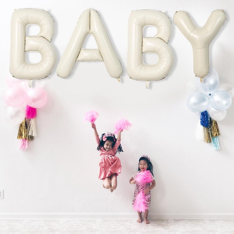 Custom 40 Inch Giant Foil Letter Balloons for Women's Birthday Party - Cream White Beige O, Helium Self Inflating Mylar Alphabet