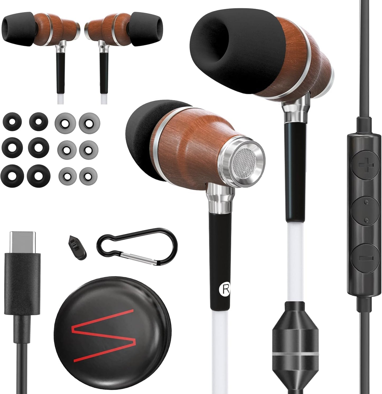 Symphonized Premium Airtube Headphones EMF Earbuds, 3D Sound, Microphone Volume Control, 8mm Bass Drivers Granting High Audio Quality for USB C iPhone 15, 16, 17 and Android Devices
