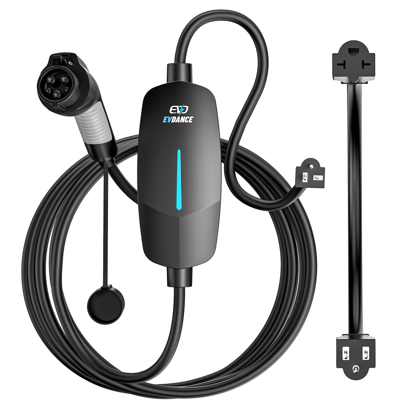 EVDANCE Level 1&2 EV Charger, Electric Vehicle Portable Charger with 25FT Cable, Home EV Charging Station for J1772 Electric Cars, 12A 120V/16A 240V, NEMA 5-15 & NEMA 6-20 Plug