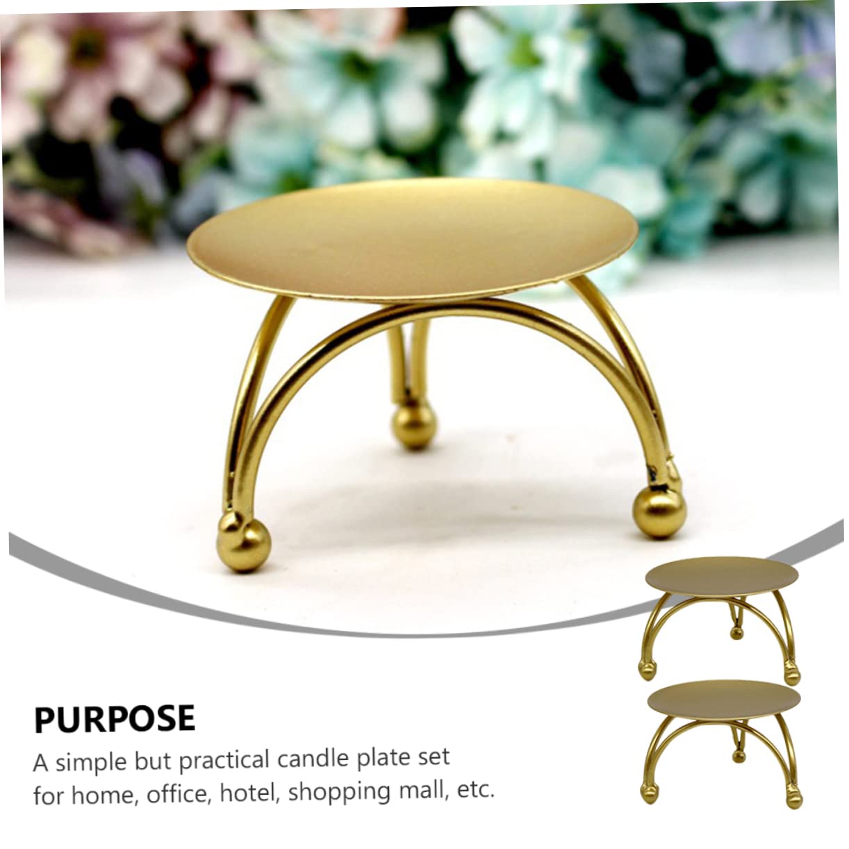 Holibanna 2pcs Geometric Iron Candle Holders for Home Decor Elegant Candle Stand Centerpiece for Weddings Parties and Dining Tables