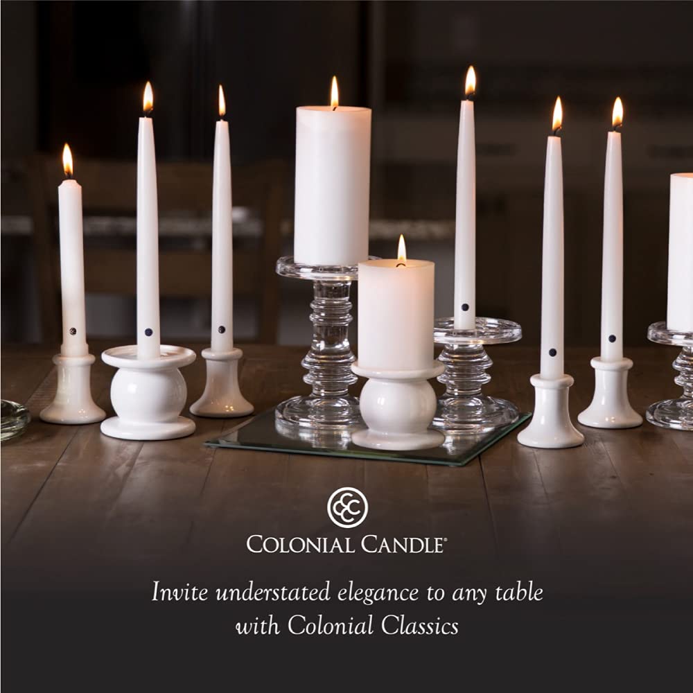 Colonial Candle Unscented Taper Candle, Classic Collection, Black, 8 In, Pack of 12 - Up to 6 Hours Burn