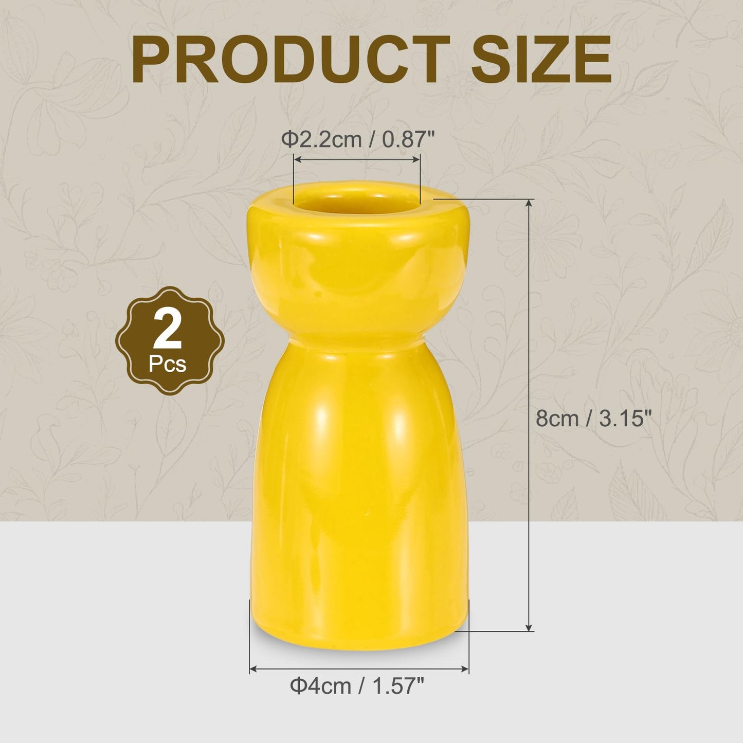 uxcell 2 Pack Candlestick Holder Bright Yellow Ceramic Taper Candle Holder Candle Stand Holders Modern Style Decoration for Centerpiece Tabletops Anniversary