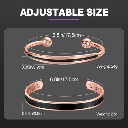 BioMag 2Pcs Copper Bracelets for Women Men, 99.9% Pure Copper Magnetic Bracelet Cuff Bangle with 8Pcs Magnets, Adjustable Jewelry Gifts