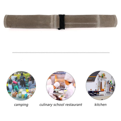 Chef Knife Roll Bag with 7 Slots Cutlery Knives Holders Protectors&6 Packs Knife Edge Guard Set Blade Covers,Knife Roll Storage Bag,Portable Travel Chef Knife Case,Kitchen Travel Cooking Tools