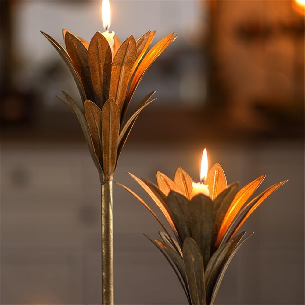Candlesticks Old Retro Wrought Iron Candlestick, Restaurant, Hotel, Table Decoration, Candle Light Dinner Decoration, Candle Holder Decorative Candle Holder(Large)