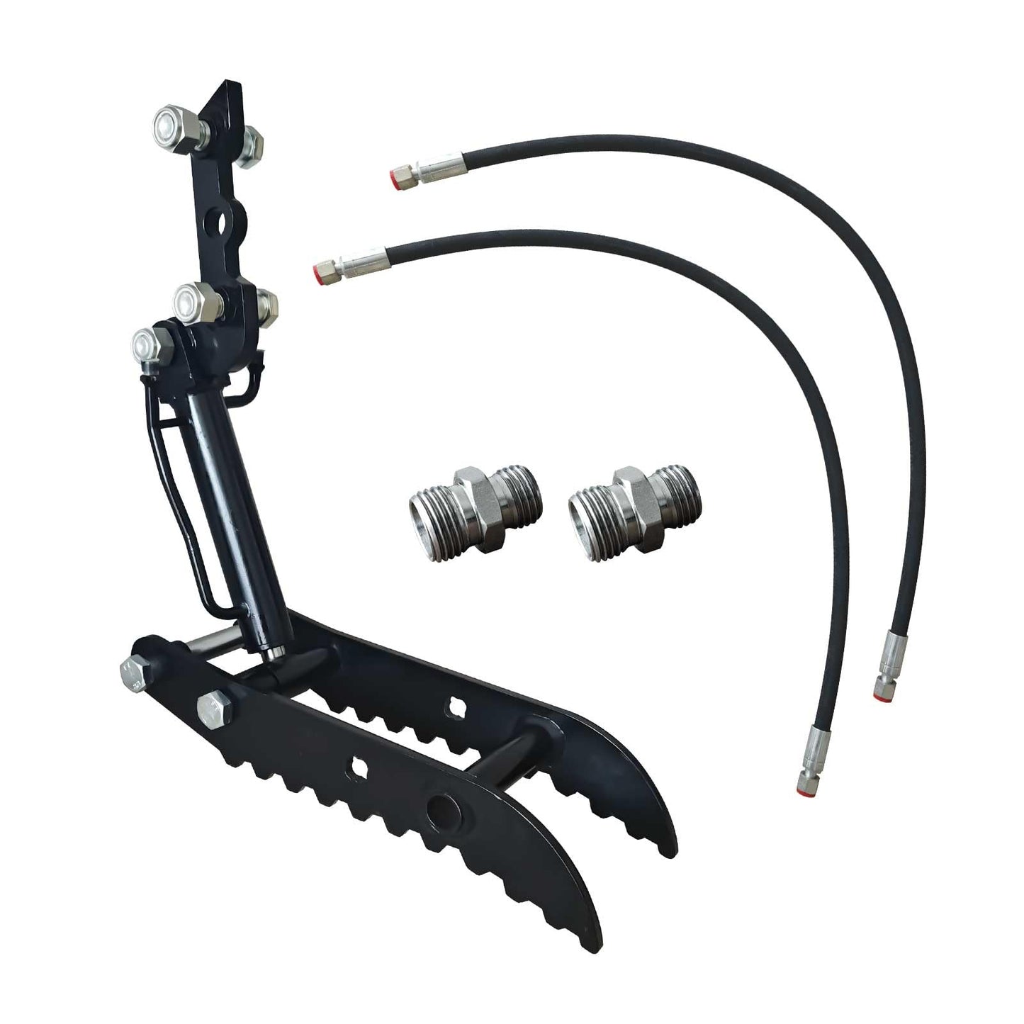 Hydraulic Thumb Clip Attachment 3-Holes for Mini Excavator Small Digger Crawler Small Digger Attachments fit Most of up to 2 tons, with2* M14 Hoses and Converters, Black