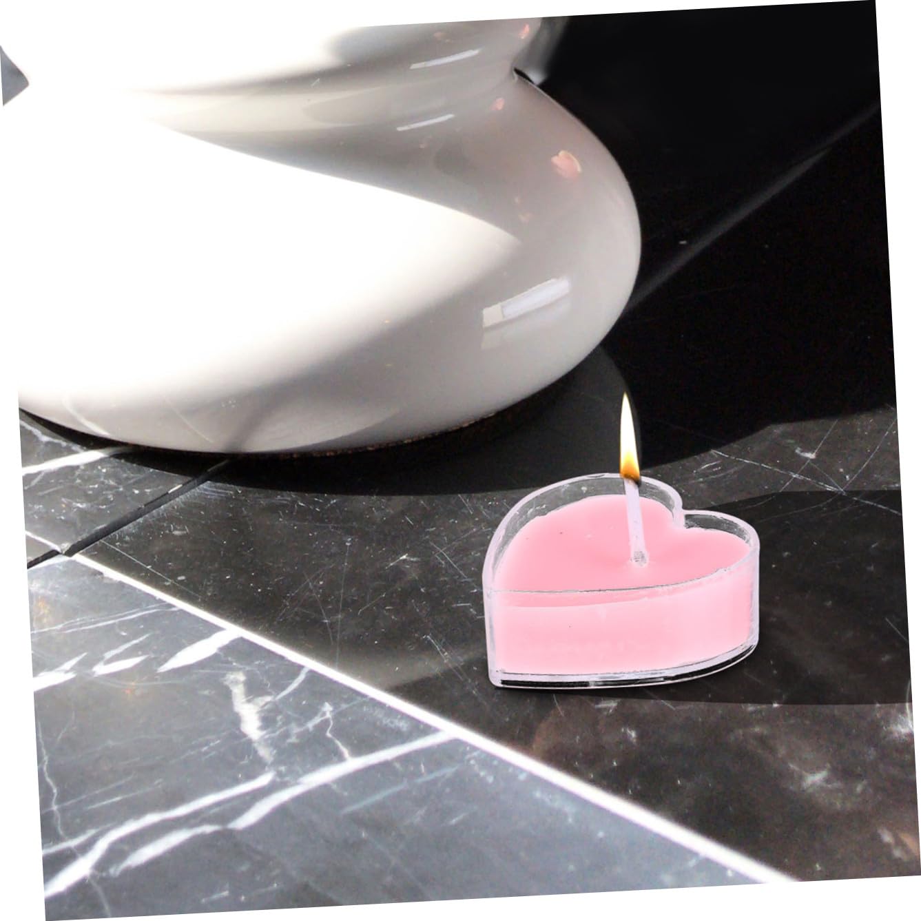 Baluue 9Pcs Heart Shaped Scented Tealight Candles Pink Rose Paraffin Wax Romantic Home Wedding Decoration with Glitter Long Burning for Indoor Outdoor Use