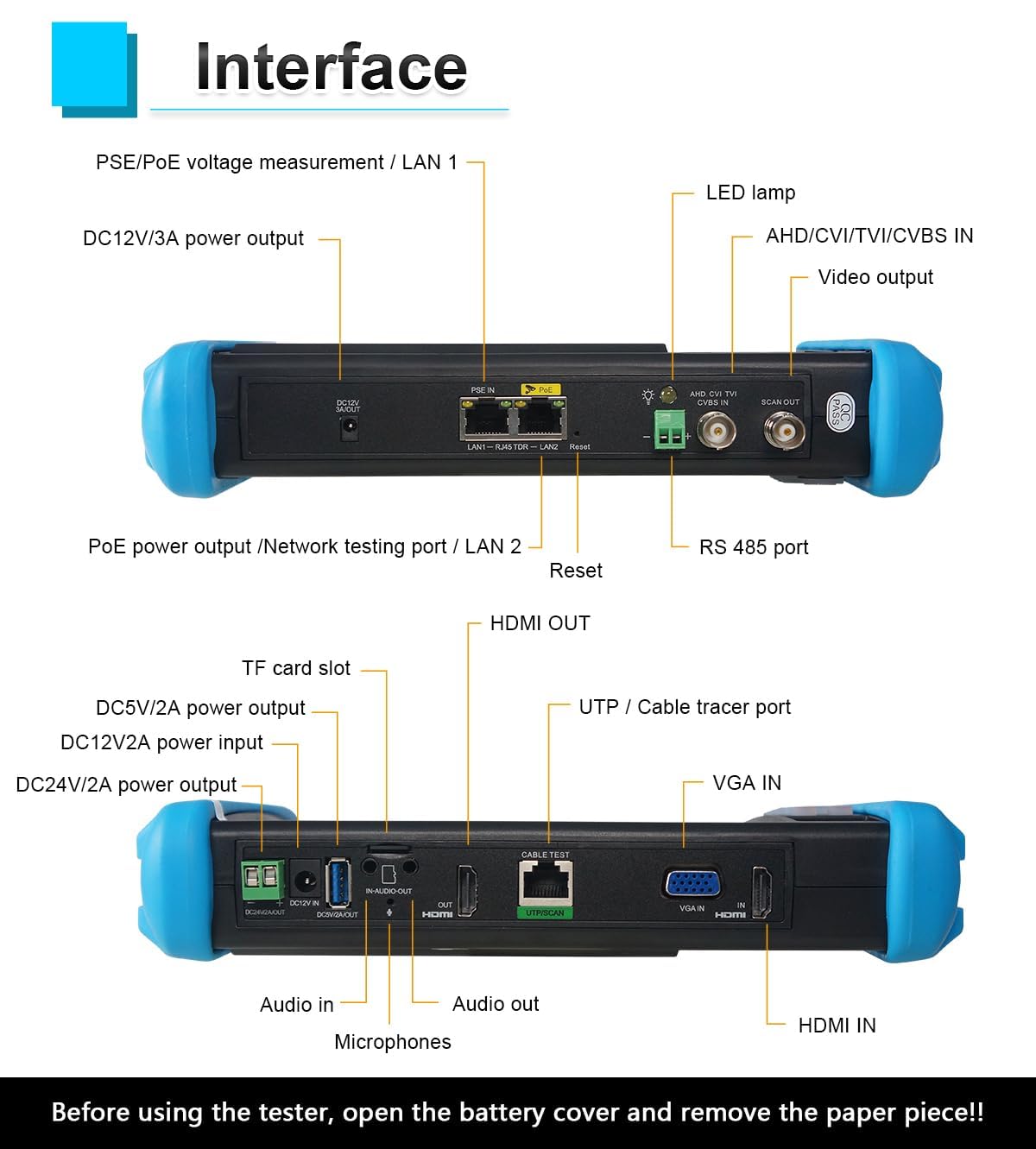 EVERSECU 7 Inch Touch Screen CCTV Tester Supports Up to 8K IP Camera & 8.0 Megapixel HD & CVBS Analog Camera, TDR Cable Test, Built in Wi-Fi, Video Level Meter, POE/DC Power Output