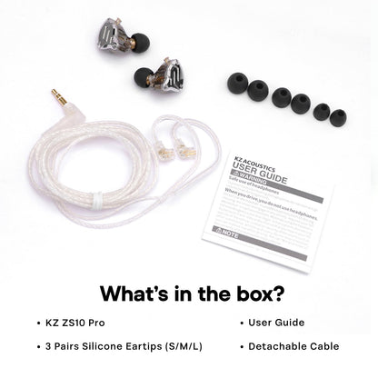 Linsoul KZ ZS10 Pro, 4BA+1DD 5 Driver in Ear Monitor, HiFi Wired Earbuds, Gaming Earbuds, Hybrid IEM Earphones with Stainless Steel Faceplate, Detachable Cable for Musician(with Mic, Black)