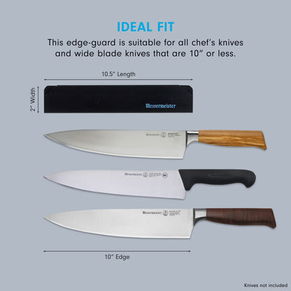 Messermeister 10” Chef’s Edge-Guard, Black - Fashionable & Functional Knife Protector for Chef’s & Wide-Blade Knives - 2 Blade Entry Notches - 10.5” x 1.9375”
