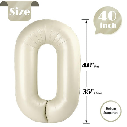 Cream Number 19 Balloon 40 inch, 19 Number Balloons, 19th Cream Birthday Decorations, 19 Year Old Girls Boys White Party Supplies