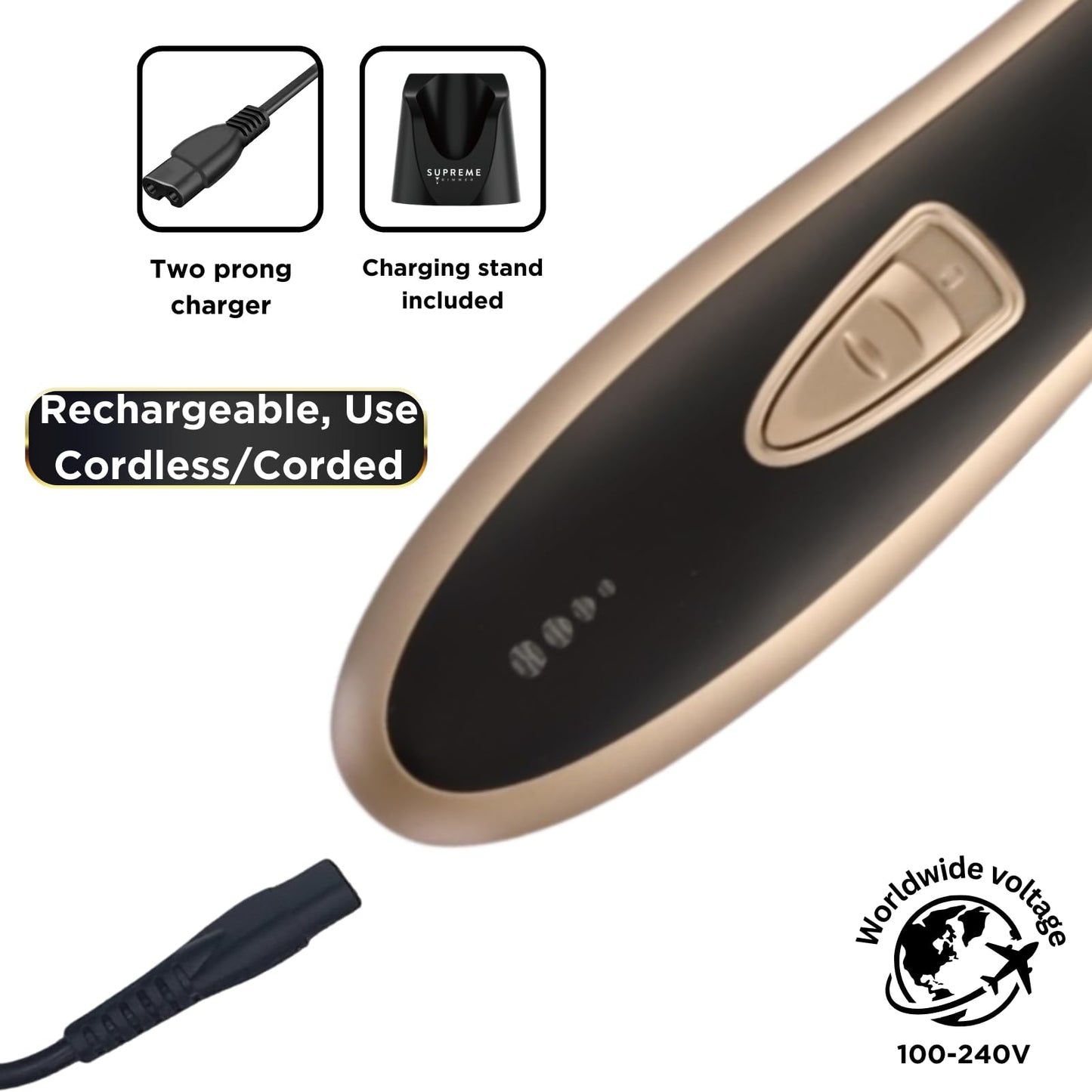Supreme Trimmer T Shaper - Quiet Cordless Beard & Hair Trimmer for Men | 120 Min Runtime, Low Noise, Zero-Gap DLC Blade | Ideal for Sensitive Skin, Kids & Elderly | ST5206