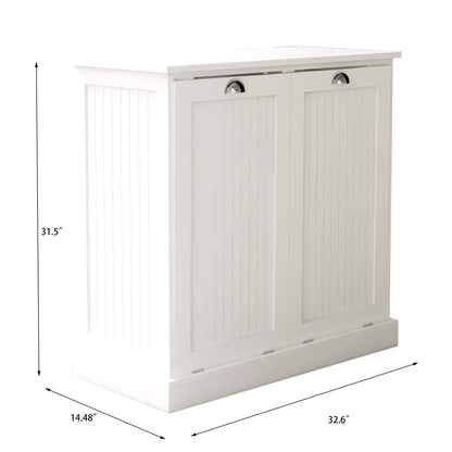 Gecheer Two-Compartment Tilt-Out Laundry Sorter Cabinet - Organized and Easy to Clean Modern Bathroom Storage Cabinet, Bathroom Shelf, Freestanding Cupboard for Living Room LYKW112049950