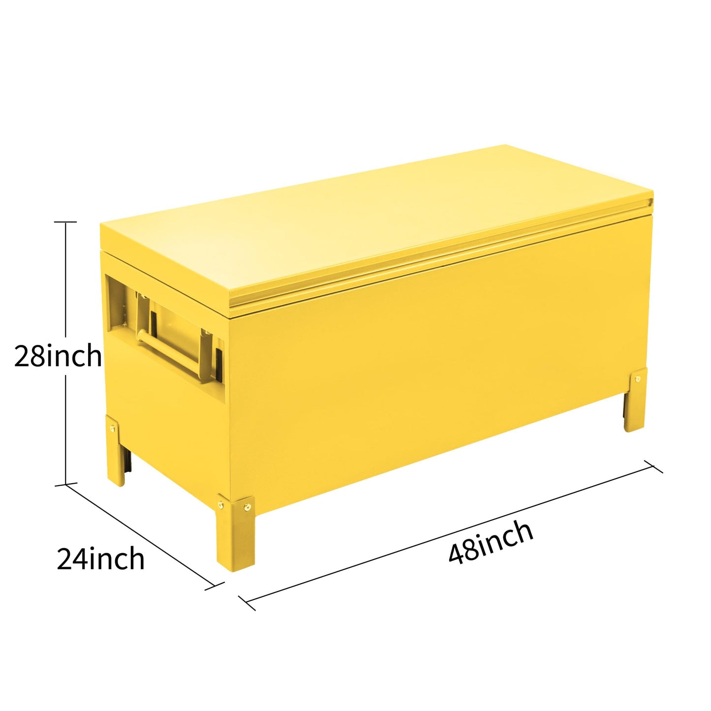 Garvee Steel Truck Bed Toolboxes 48'' Jobsite Storge Box Heavy Duty Steel Jobsite Tool Chest XXL Large Deck Truck Bed Box (48 Inch/Yellow)