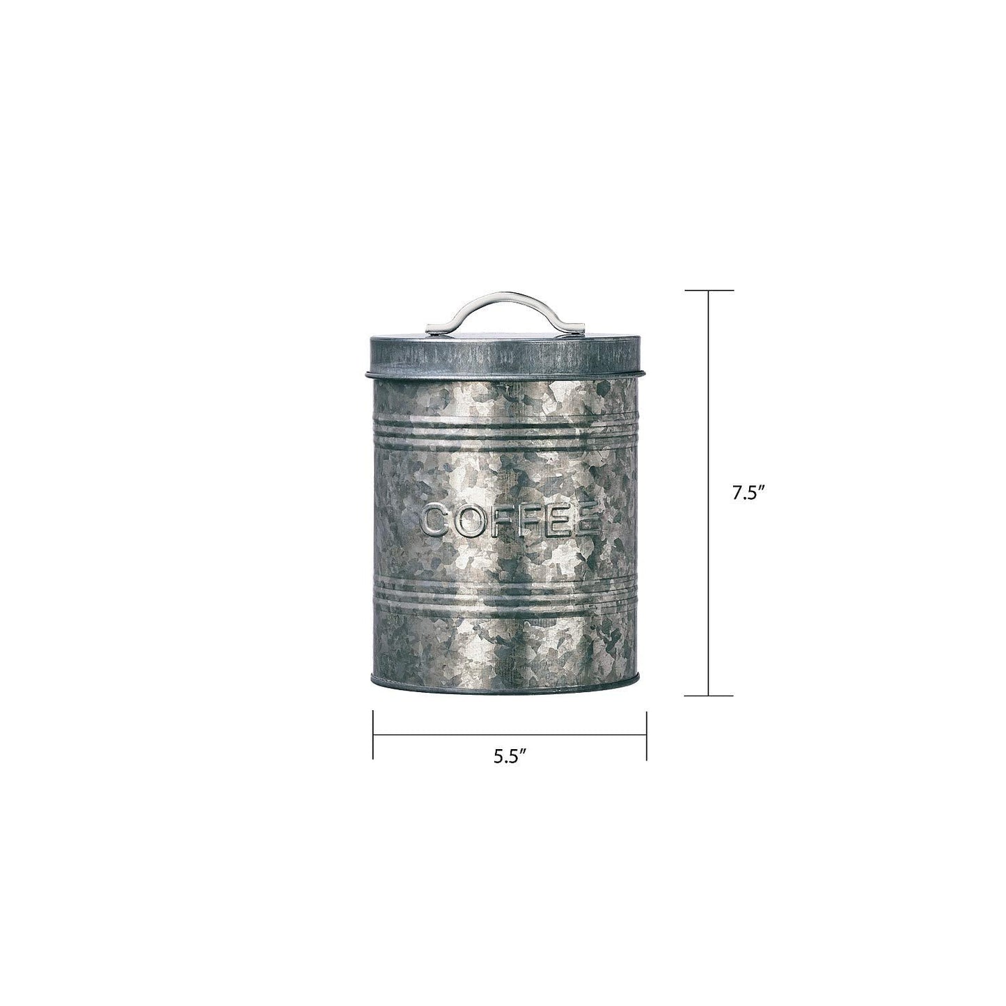 Amici Home Rustic Kitchen Coffee Metal Canister | Galvanized Metal Storage Container with Handle | 76 Ounce Capacity | Coffee Canister with Lid for Kitchen Countertop