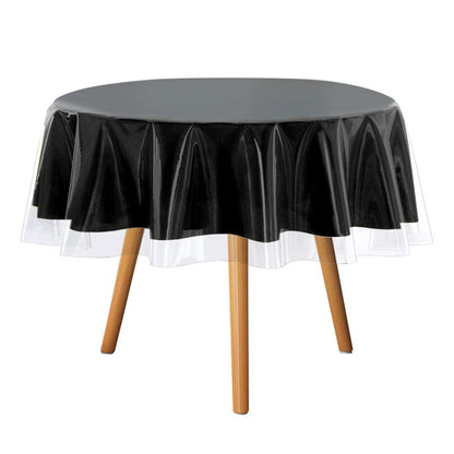 sancua Clear Plastic 100% Waterproof Round Tablecloth - 54 Inch - Vinyl PVC Table Cloth Protector Oil Spill Proof Wipe Clean Table Cover for Dining Tables, Parties & Camping, Crystal Clear