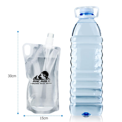 Ancable 1L Hiking Collapsible Water Bottles, 4-Pack 33OZ BPA-Free Foldable Backpacking Water Bottle for Travel Camping Hiking