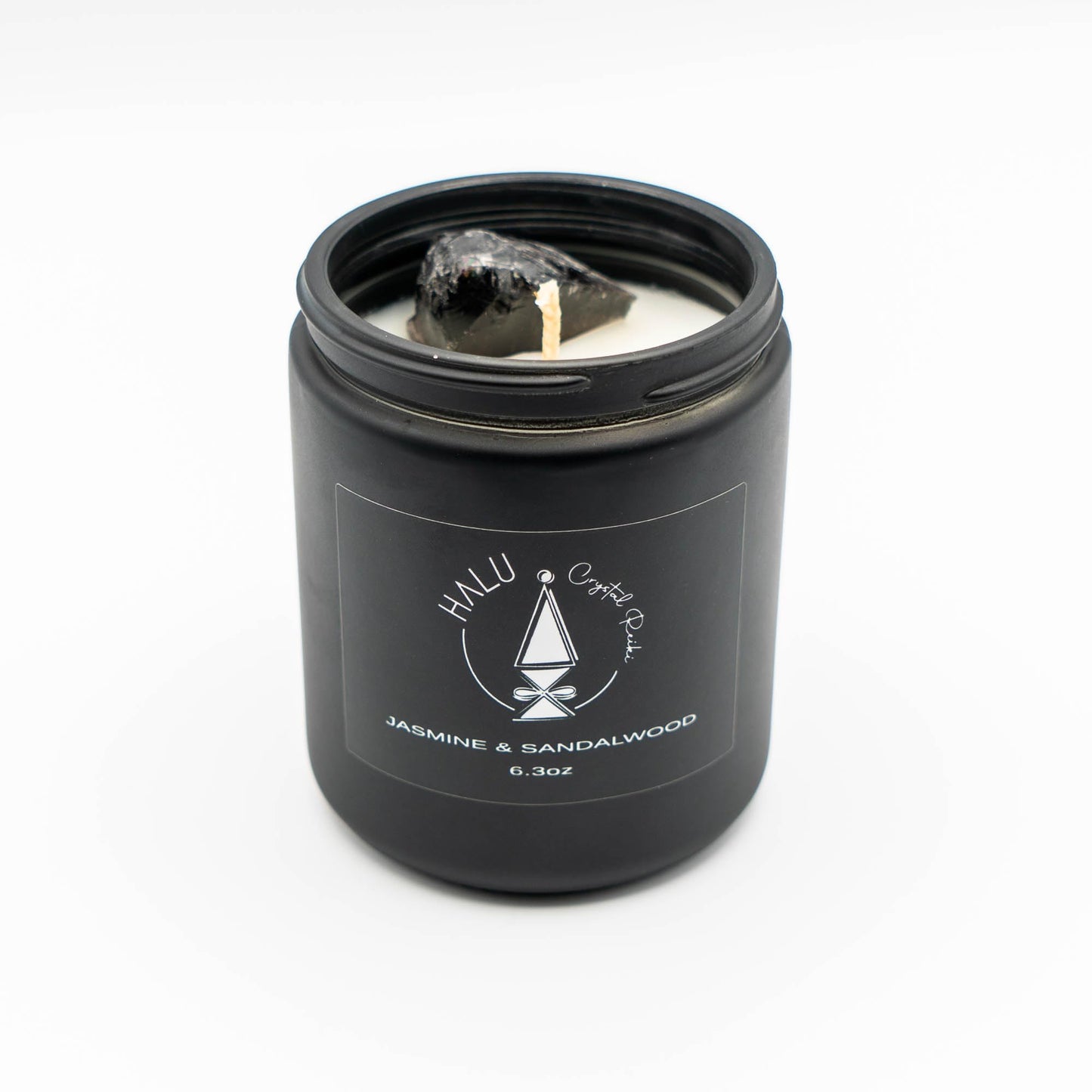 Jasmine & Sandalwood + Obsidian Crystal | Aromatherapy | Meditation | Reiki Infused | 100% Natural Soy Candles…